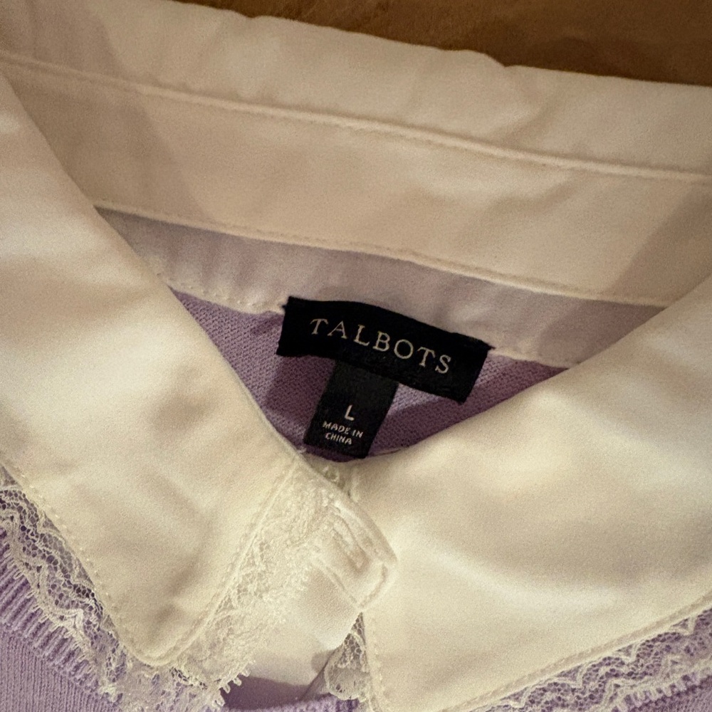 Talbots White and Lavender Top - Picture 2 of 4